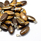 Horse Eye Natural Tiger Eye Pendants, with Platinum Tone Brass Findings, 27~30x12~15x5~6mm, Hole: 2x7mm