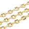Brass Square Link Chains, with Glass, Rack Plating, Long-Lasting Plated, Lead Free & Cadmium Free, Real 18K Gold Plated, Soldered, with Spool, Clear, 12x6.5x3mm