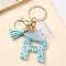 Resin & Acrylic & Faux Suede Tassel Keychain,  with Alloy Clasp and Iron Rings, Letter R, 9.6cm