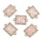 Natural Rose Quartz Faceted Rectangle Links, Rack Plating Brass Micro Pave Clear Cubic Zirconia Connector Charms, Golden, 11.5x18x4.5mm, Hole: 1.4mm
