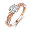 Brass Cubic Zirconia Couple Rings for Women, Solitaire Ring, Lead Free & Cadmium Free, Rose Gold, Size 9, 19mm
