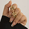 Star Alloy Adjustable Cuff Rings, for Women, Light Gold, Inner Diameter: 17mm