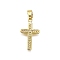 Brass Micro Pave Cubic Zirconia Pendants, Cross, Long-Lasting Plated, Lead Free & Cadmium Free, Rack Plating, Real 18K Gold Plated, 22x13x2.5mm, Hole: 5x3mm