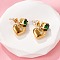 Heart 304 Stainless Steel Micro Pave Cubic Zirconia Dangle Stud Earrings, Real 18K Gold Plated, 22x13.5mm