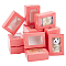 Cardboard Gift Boxes, Rectangle with PVC Clear Windows, Pink, 6x8.5x3cm