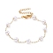 Round Plastic Imitation Pearl Beaded Bracelets, with PVD Vacuum Plating 304 Stainless Steel Curb Chains, White, Golden, 7-1/8 inch(18cm)