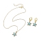 Starfish Enamel Leverback Earrings & Pendant Necklaces Sets, Brass & Alloy Jewelry for Women, Deep Sky Blue, 31.5x15mm