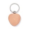 Natural Wood Keychain, with Platinum Plated Iron Split Key Rings, Heart, BurlyWood, 7.6cm, Heart: 48.5x39x7mm
