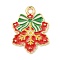 Christmas Theme Alloy Enamel Pendants, Light Gold, Snowflake, 22.5x17x1.2mm, Hole: 2mm