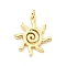 Brass Pendants, with Jump Ring, Cadmium Free & Lead Free, Sun, Real 18K Gold Plated, 21.5x18.5x1.5mm
