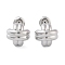 Non-Tarnish 304 Stainless Steel Arch Stud Earrings, Cross, Stainless Steel Color, 12x11.5mm