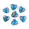 50Pcs Luminous Handmade Lampwork Beads, Heart with Rose, Glow in the Dark, Sky Blue, 12x12mm, Hole: 1.5mm