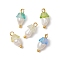 Flower Acrylic Charms, with Brass Ball Head pins and Natural Cultured Freshwater Pearl Bead, Frosted, Lemon Chiffon, 11.5x6mm, Hole: 1.6mm
