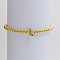 Brass Beaded Stretch Bracelets for Women, Letter, Golden, Letter L, Inner Diameter: 2-3/8 inch(6cm)