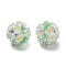 Polymer Clay Rhinestone Beads with Resin, for DIY Jewelry & Pen Decorations, Flower, Green, 18~19x19~20x19~20mm, Hole: 2mm
