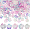 500Pcs Luminous Transparent Resin Beads, Glow in the Dark Flower Beads with Glitter Powder, Mixed Color, 9.5x2.5mm, Hole: 1mm
