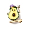 Golden Alloy Enamel Brooch, Exquisite Lapel Pin for Women Men, Fruit, Avocado, 28x23mm