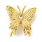 Brass Cubic Zirconia Beads, Long-Lasting Plated, Lead Free & Cadmium Free, Butterfly, Real 18K Gold Plated, 23x21x7mm, Hole: 3mm