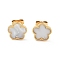 Flower Shell Stud Earrings, Golden Tone 304 Stainless Steel Jewelry for Women, White, 9.5x10mm