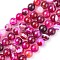 Natural Striped Agate/Banded Agate Bead Strands, Round, Grade A, Dyed & Heated, Deep Pink, 8mm, Hole: 1mm, about 47pcs/strand, 15 inch