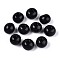 Spray Painted Round Natural Schima Wood Beads, Black, 8~8.5x6.8mm, Hole: 1.8~2mm