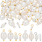 48Pcs 8 Styles Natural Cultured Freshwater Pearl Pendants, Rice Charms with Brass Loops, Seashell Color, Platinum & Golden, 12~18mm, Hole: 2~2.5mm, 6pcs/style