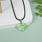 Luminous Heart with Paillette Inside Pendant Black Wax Cord Necklaces, with Alloy Findings, Lime, 17.72 inch(45cm)
