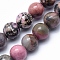 Natural Rhodonite Beads Strands, Round, 12mm, Hole: 1.2mm, about 32pcs/strand, 15.3 inch(39cm)