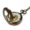 Alloy Glass Pendant Pocket Necklace, Electronic Watches, with Iron Chains and Lobster Claw Clasps, Flat Round, Antique Bronze, 30.70~32.28 inch(78~82cm), watches: 59x47x14mm