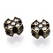 Alloy Crystal Rhinestone Beads, Cross, Antique Bronze, 8x8x5mm, Hole: 1.5mm