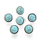 Zinc Metal Alloy & Natural Turquoise Buttons, 1-Hole, Flat Round, Antique Silver, 12mm, Hole: 2.5mm