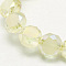 Electroplate Glass Beads, Half Plated, Faceted, Frosted, Light Yellow, 6x3mm, Hole: 1mm, about 100pcs/strand, 20 inch(52cm)