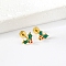 Christmas 304 Stainless Steel Stud Earrings, Golden, Cherry, 6x9mm