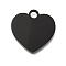 Ion Plating(IP) 304 Stainless Steel Pendants, Stamping Blank Tag, Heart Charm, Black, 20x20x1.5mm, Hole: 3mm