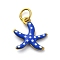 304 Stainless Steel Enamel Charms, with Jump Ring, Ion Plating(IP), Real 18K Gold Plated, Starfish, 10.5x10x1.5mm, Hole: 2.5mm