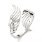 Non-Tarnish 304 Stainless Steel Double Wing Open Cuff Ring, Stainless Steel Color, Inner Diameter: 19mm