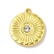 304 Stainless Steel Pendants, with Rhinestone, Flat Round, Real 18K Gold Plated, 22.5x20x4mm, Hole: 1.2mm
