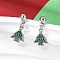 Christmas Brass Micro Pave Cubic Zirconia Dangle Stud Earrings, Rack Plating, Long-Lasting Plated, Cadmium Free & Lead Free, Platinum, Christmas Tree, 22x10mm