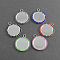 Brass Rhinestone Pendant Cabochon Settings, Picture Memory Frame Pendants, Flat Round, Silver Color Plated Metal Color, Mixed Color, Tray: 25mm, 37x31.5x3mm, Hole: 4mm
