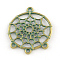Zinc Alloy Flat Round Chandelier Component Links, Cadmium Free & Nickel Free & Lead Free, Antique Bronze & Green Patina, 34x28x2mm, Hole: 1.5~2mm