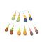 Lava Rock Beads Earring Hooks, with Shell Beads, Mixed Color, about 60mm long, pin: 0.6mm, Lava Rock Beads: 22x15x10mm, Shell Beads: 8~12x3~5mm