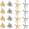 64Pcs 4 Styles 316 Surgical Stainless Steel Pendants, Shell Shape/Starfish Charm, Mixed Color, 14~18.5x13.5~15.5x2.5~4mm, Hole: 1~1.2mm, 16pcs/style