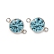 925 Streling Silver Pave Cubic Zirconia Birthstone Connector Charms, Flat Round, Light Sky Blue, 10.5x6.5x3.5mm, Hole: 0.9mm