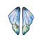 2Pcs Transparent Epoxy Resin Pendants, Wing, with Gold Foil, Cornflower Blue, 41x16.5x2mm, Hole: 1.2mm