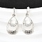 Brass Micro Pave Clear Cubic Zirconia Dangle Stud Earrings, Teardrop, Platinum, 30x12mm