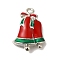 Alloy Enamel Pendants, Christmas Bell Charm, Platinum, Red, 24x17x4mm, Hole: 1.8mm