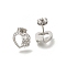 304 Stainless Steel Micro Pave Clear Cubic Zirconia Stud Earrings, Heart, Stainless Steel Color, 10x11mm