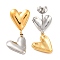 Ion Plating(IP) 304 Stainless Steel Stud Dangle Earrings, Heart, Real 18K Gold Plated & Stainless Steel Color, 33x13mm