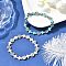 2Pcs 2 Colors Dyed Synthetic Turquoise & Alloy Flat Round Beads Stretch Bracelets for Men Women, Cross, Mixed Color, Inner Diameter: 2-1/2 inch(6.3cm), 1pc/color