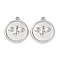 304 Stainless Steel Pendants, Flat Round, Stainless Steel Color, Bees, 17.5x15.5x2.5mm, Hole: 1.2mm